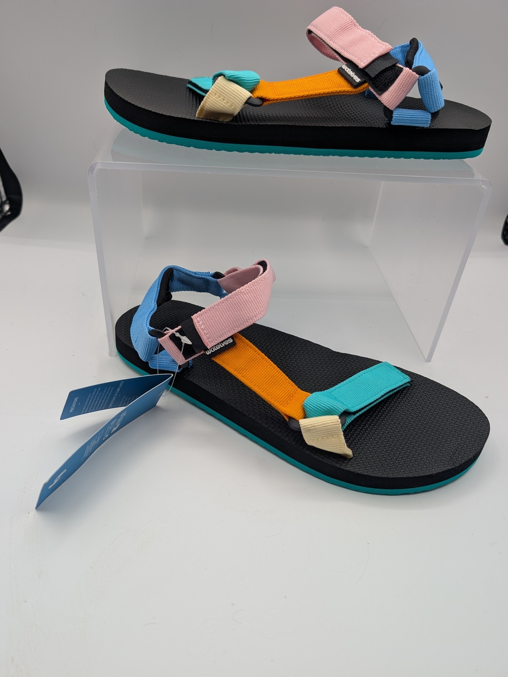 Multicolor Strappy Women's Sandals — Blue, Pink & Teal - Picture 2 of 3